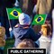 G128 50 Pack Handheld Brazil Brazilian Stick Flags | 12x18 In | Printed 150D Polyester, Country Flag, Solid Wooden Stick, Spear Gold Tip